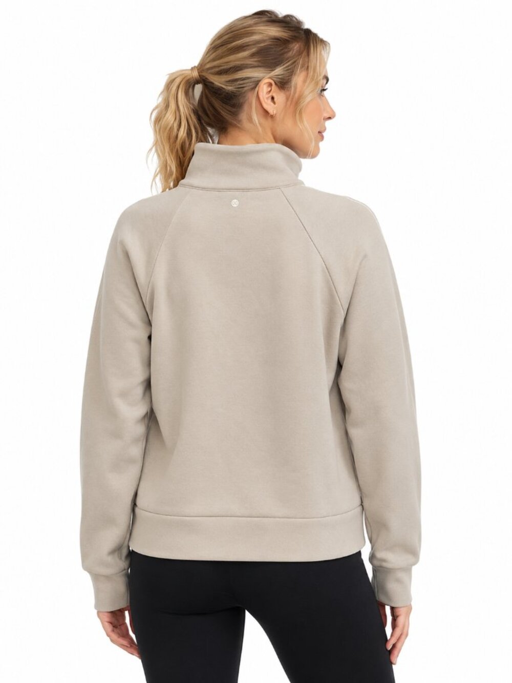 CALIA by Carrie Underwood Pique Soft Scuba 1/4 Zip Pullover Khaki Sand Medium - Picture 2 of 7